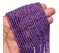 Amethyst Gemstone 3mm-4mm Faceted Rondelle Beads | 13inch Strand | Natural Deep Purple Amethyst Semi Precious Gemstone Beads - AAA Quality