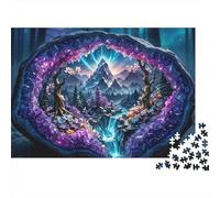 Amethyst Geode Jigsaw Puzzle 1000 Piece Puzzle Game Paper for Adults Mountain Landscape Relaxing Gift 38x26cm/1000pcs