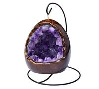 Amethyst Geode Night Light Citrine Egg Quartz Crystal Lamp Bedside for Home Decor,Bedroom, Living Room Ideal Gift for Women & Men,Purple