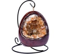 Amethyst Geode Night Light Citrine Egg Quartz Crystal Lamp Crystal Bedside Lamp for Home Decor,Bedroom, Living Room Ideal Gift for Women & Men,Yellow
