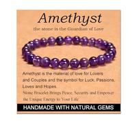 Amethyst - Guardian Stone - Stretch Elastic Bracelet Natural Stone Crystal Healing Power Energy Gifts for Unisex Adult 6mm