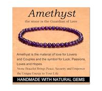 Amethyst - Guardian Stone - Stretch Elastic Bracelet Natural Stone Crystal Healing Power Energy Gifts for Unisex Adult 4mm