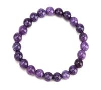Amethyst Healing Crystal Bracelet Natural Energy Gemstone Bracelet Round 8mm Chakra Beaded Stretch Bracelet for Women Girls Handmade Healing Amethyst Beads Gifts for Birthday Christmas Valentines