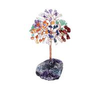 Amethyst Healing Crystal Tree, Natural Reiki Crystals Trees with Gemstone Stone Base Copper Wire Feng Shui for Home Office Spiritual Energy Good Luck Decor (Rainbow)