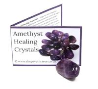 Amethyst Healing Crystals - Polished Tumblestone Crystal With Guide & Bag
