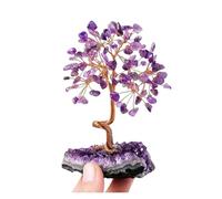 Amethyst Healing Crystals Stones Tree Wire Wrapped on Natural Crystals Gravel with Base Home Desk Living Room Stone Decoration(Medium Amethyst)
