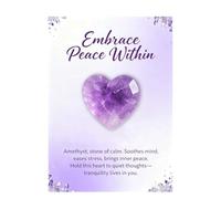 Amethyst Heart Stone with Affirmation Card - Healing Crystal for Calm, Stress Relief & Inner Peace - Meditation, Reiki, Chakra Balancing - Soothing Worry Stone Gift for Women & Men