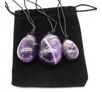 Amethyst & Jade Crystal Wellness Set - Natural Stone Pelvic Exercise Eggs for Women, 3-Piece with Storage Pouch