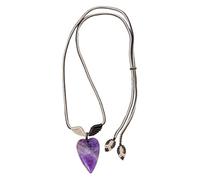 Amethyst Necklace,Amethyst Jewelry | Love Shape Natural Amethyst Stone Necklace | Unique Amethyst Jewelry for Women, Mystery Necklace for Men, Spirit