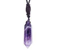 Amethyst Necklace - Healing Crystal Stone Point Pendant, Handmade Rope Necklace | Spiritual Jewelry Setup With Energy Balance Aid, Birthday Gift Idea, Meditation Accessory For Men, Wellness Lifestyle