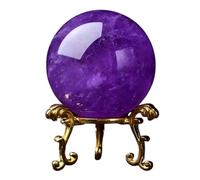 Amethyst Ornament Purple Crystal Quartz Ball with Stand Solid Home Decorative Sphere for Healing/Divination/Chakra Balance/Yoga/FengShui