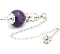 Amethyst Pendulum | Universal Waterdrop Radiesthesia Divinatory Crystal Pendulum with High Vibrational Quality | 4cm Amethyst Dowsing Pendulum | 17cm Chain Included