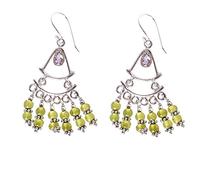 Amethyst Peridot Earrings 6x4mm 4mm Round Cabochon 925 Sterling Silver Dangle Earrings Purple Green Gem Drop Jewelry Nature Inspired Handmade Gift for Women