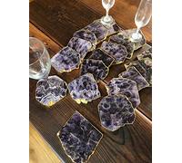 Amethyst Premium Coasters Natural Shape 24ct Gold Gilded Edge (Set of 4) Gift