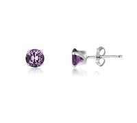 AMETHYST PURPLE 2MM Classic Brilliant Round Cut Cubic Zirconia (CZ) Sterling Silver Birthstone Stud Earrings/Ear Studs for Women Ladies Girls - 925 Sterling Silver. 2-AMET