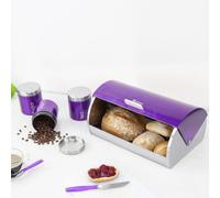 SQ Professional Gems Metallic Bread Bin and Canisters Purple, Amethyst, 40.2x27.2x19 cm
