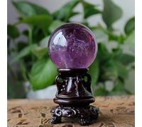 Amethyst Quartz Sphere Ball with Stand, Purple Crystal Sculpture for, Feng Shui, Home Decor,60mm