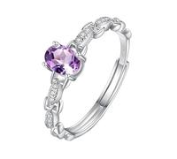 Amethyst Ring 925 Sterling Silver Statement Cubic Zirconia Band For Women Natural Gemstone Handmade Finger Band Jewelry Gifts With Box Amethyst Ring