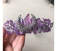 Amethyst Rough Stone Quartz Crystal Crown Raw Clear Stone Amethyst Angel Aura Gold Comb Bridal Princess Mermaid Hair Accessories (Color : C, Size : 1pcs)