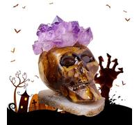 Amethyst Skull - Realistic Human Skulls Sculpture, Skullss Decor | Halloween Party Supplies, Gothic Skeleton Ornament, Healing Crystal Skuull, Mexican Day of the Dead Decoration