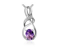 Amethyst Solid Silver Pendant Swirl Ladies Gifts, Natural Gems 7mm