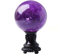 Amethyst Sphere Crystal with Stand Purple Crystal Ball Crystal Gemstone Ball Divination Sphere Sculpture Figurine Home Desk Decor,Diameter2.0