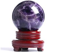 Amethyst Sphere Quartz Crystal Ball Gemstone with Stand Rock Divination Figurine for Home Decoration,11cm