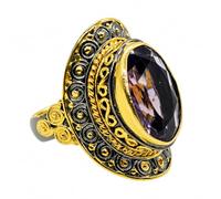 Amethyst Statement Ring Black Rhodium Gold Plated Oval Purple Faceted Bezel Set 925 Sterling Silver Ring for Women Bold Gemstone Jewelry Q1/2,58(18.5)