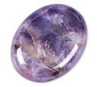 Amethyst Stone, LEADGEM Oval Thumb Pocket Stone, Energy of Polished Chakra Healing Crystals for Stress and Anxiety Relief Therapy, Meditation