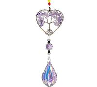 Amethyst Sun Catchers for Windows | Chakra Healing Crystals for Meditation | Amethyst Crystal Tree of Life Sun Catcher Rainbow Window Hanging Decor for Home Gift for Friends & Family