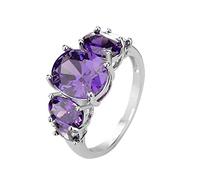Amethyst Tourmaline Ring Popular Exquisite Ring Simple Fashion Jewelry Popular Accessories Decorative Rings for Women (Purple, 6)