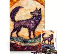 Amethyst Wolf Mosaic Jigsaw Puzzles 1000 Piece for Teenagers Recall Skill Happy Idle Time Crisp Edges (38x52cm)