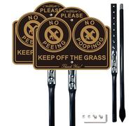 Amexiu No Dog Pooping Peeing Sign, Keep off Grass Yard Lawn Sign with 36-Inch Metal Stakes, 9.5 x 7.5 Inches Aluminum, 2Pack