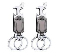 Amexo 2 Pcs Keyrings for Men Unboxing Keychain with Cutter Bottle Opener 360 Rotatable Fingertip Gyro Keychain Multifunctional Car Key Chain for Men Boys Women Gift