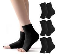 Amexo 3 Pairs Nano Neuropathy Socks Black Elastic Ankle Support Compression Cotton Foot Protection Compression Cuff for Men Women Foot Bandage Breathable Ankle Support for Sports, black, One Size