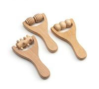 Amexo 3Pcs Wooden Hand Roller Massager Wooden Massage Roller Muscle Rollers Back Massage Roller Hand Roller Trigger Point Massager Self Massage Full Body Muscle Release and Soft Tissue Massage (B)