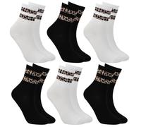 Amexo 6 Pairs Spotted Leopard Print Socks for Women, Retro Cotton Leopard Print Crew Socks, Trendy Breathable Animal Pattern Mid-Tube Socks Leopard Socks for Women Girls, 36-42