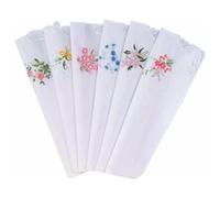 Amexo 6Pcs Women's Handkerchief 100% Soft Cotton Handkerchiefs Durable Floral Embroidery Lace Handkerchiefs Retro Lace Hankies, for Woman Girls Wedding Party Prom Celebrations Birthday Gifts (28x28cm)