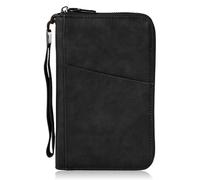 Amexo Travel Wallet Family Passport Holder RFID Blocking Travel Document Organiser Waterproof Holiday Passport Case for ID Card Credit Cards Flight Tickets Money Coins Gifts for Men Women (Black)