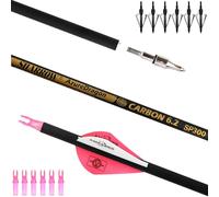 AMEYXGS 30" Carbon Arrows Hunting Arrows 300 350 400 500 600 Spine with Replaceable Points Targeting Practice Arrows for Compound & Recurve & Long Bow (300 spine, Pink)