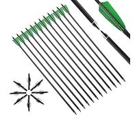 AMEYXGS 31" Archery Carbon Arrows Spine 500 Hunting Target Arrows with 4 inch Turkey Feather for Compound Recurve LongBow Shooting Practice 6/12pcs (green, 12pcs)