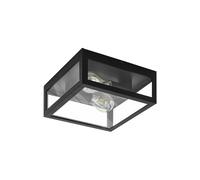 Amezola Clear Metal And Glass IP44 Bathroom or Outdoor Wall or Ceiling Light EGLO Black One Size
