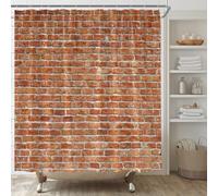 AMFD Vintage Brown Red Brick Wall Shower Curtain Retro Rustic Stone Brick Wall Country Farmhouse Decor Home Bathroom Bathtub Curtains Set Include Hooks,(70" WX70 H)