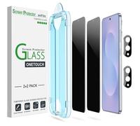 amFilm 2+2 Pack OneTouch Privacy Screen Protector for Samsung Galaxy S25 Edge + Camera Lens Protector, Tempered Glass, 30 Seconds Auto-Alignment Tech, Bubble Free, 28°Privacy Protection