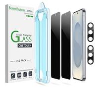 amFilm 2+2 Pack OneTouch Privacy Screen Protector for Samsung Galaxy S25+/S25 Plus 6.7" + Camera Lens Protector, Tempered Glass, 30 Seconds Auto-Alignment Tech, Bubble Free, 28°Privacy Protection