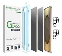 amFilm 2+2 Pack OneTouch Privacy Screen Protector for Samsung Galaxy S25 Ultra 6.9" + Camera Lens Protector, Tempered Glass, 30 Seconds Auto-Alignment Tech, Bubble Free, 28°Privacy Protection