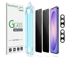 amFilm 2+2 Pack OneTouch Privacy Screen Protector for Samsung Galaxy S26 Ultra 6.9" + Camera Lens Protector, Tempered Glass, 30 Seconds Auto-Alignment Tech, Bubble Free, 28°Privacy Protection