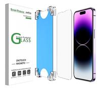 amFilm 2 Pack Magnetic OneTouch iPhone 14 Pro 6.1" Screen Protector [Eco Friendly & Reduce Plastic] [Indestructible Ultra 9H Tempered Glass] [15 seconds Auto-Alignment & Ultra Fast Installation]