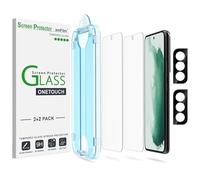 amFilm 2 Pack OneTouch Tempered Glass Screen Protector for Samsung Galaxy S22 5G 6.1 Inch, 9H Hardness with 2 Pack Tempered Glass Camera Lens Protector and Easy Installation Kit