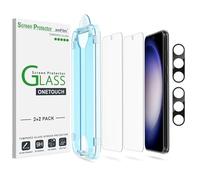 amFilm 2 Pack OneTouch Tempered Glass Screen Protector for Samsung Galaxy S23 5G 6.1 Inch, 9H Hardness with 2 Pack Tempered Glass Camera Lens Protector and Easy Installation Kit